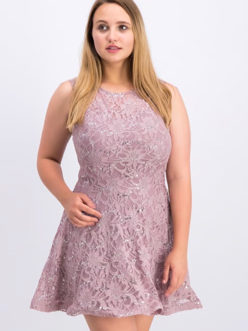 Mauve formal dress lace and sequin